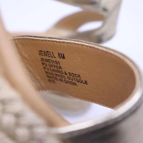 STEVE MADDEN Jewel Espadrille Wedge Sandals Metallic Lyst Ankle Strap Women's 6M - Picture 7 of 8